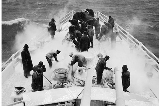Navios e comboios no Atlântico durante a Segunda Guerra Mundial.