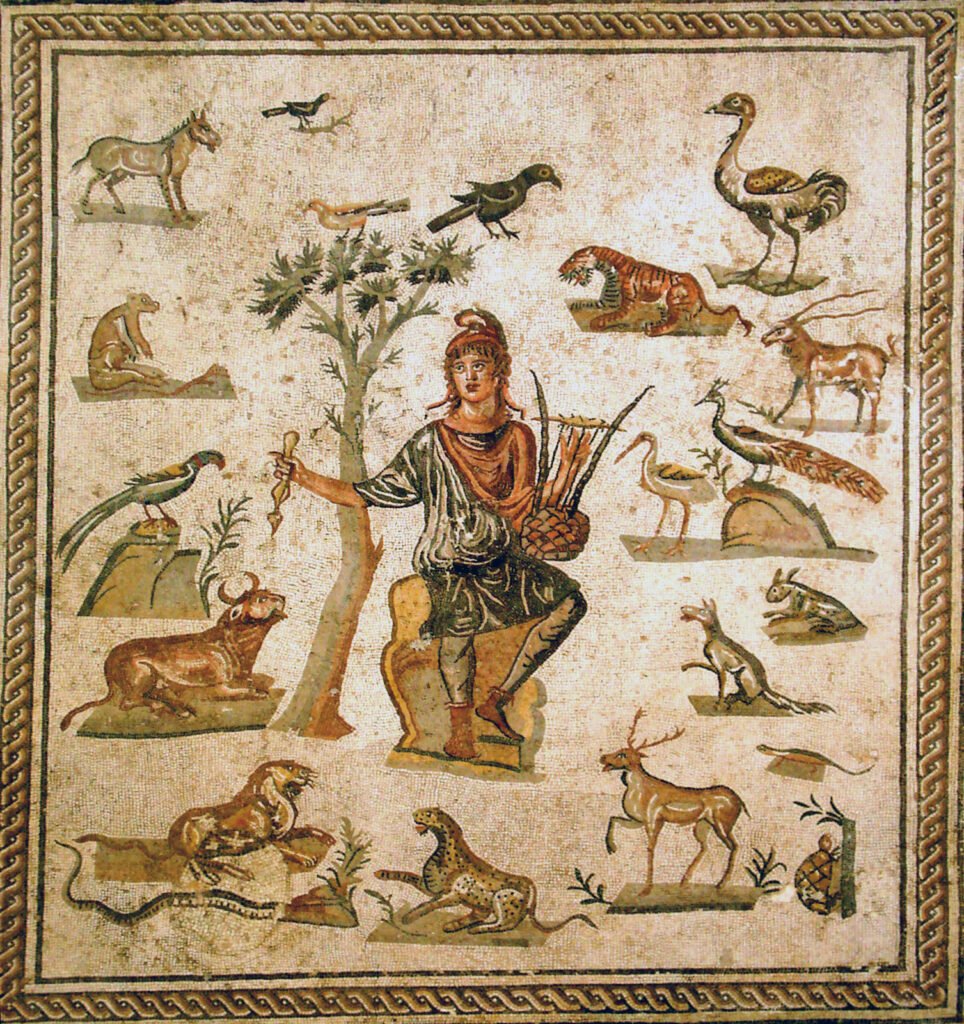 Representação de Orfeu, músico mítico cuja história com Eurídice tornou-se uma das tragédias mais conhecidas da mitologia grega.